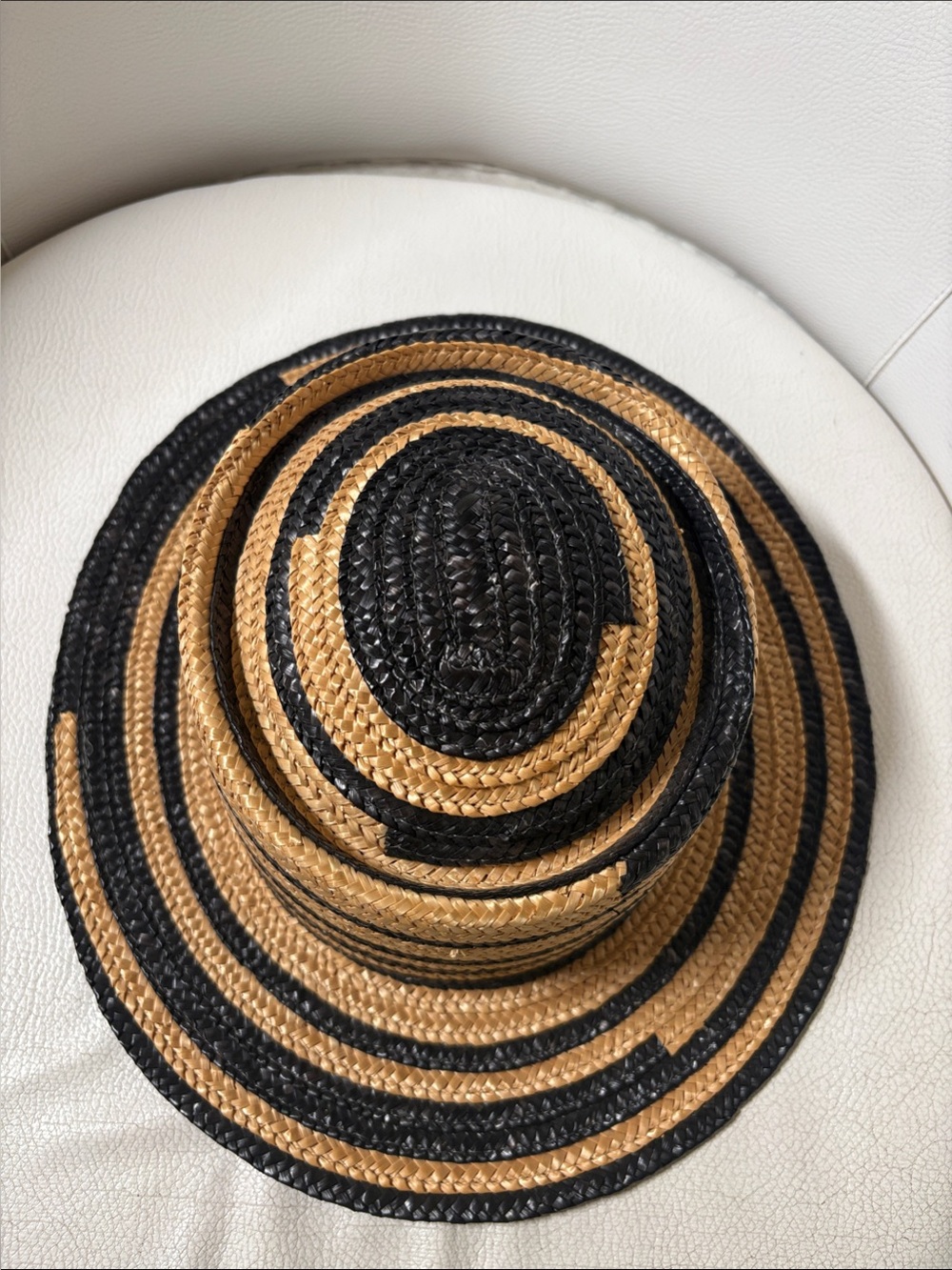 Kenzo Two-Tone Black and Tan Woven Straw Sun Hat